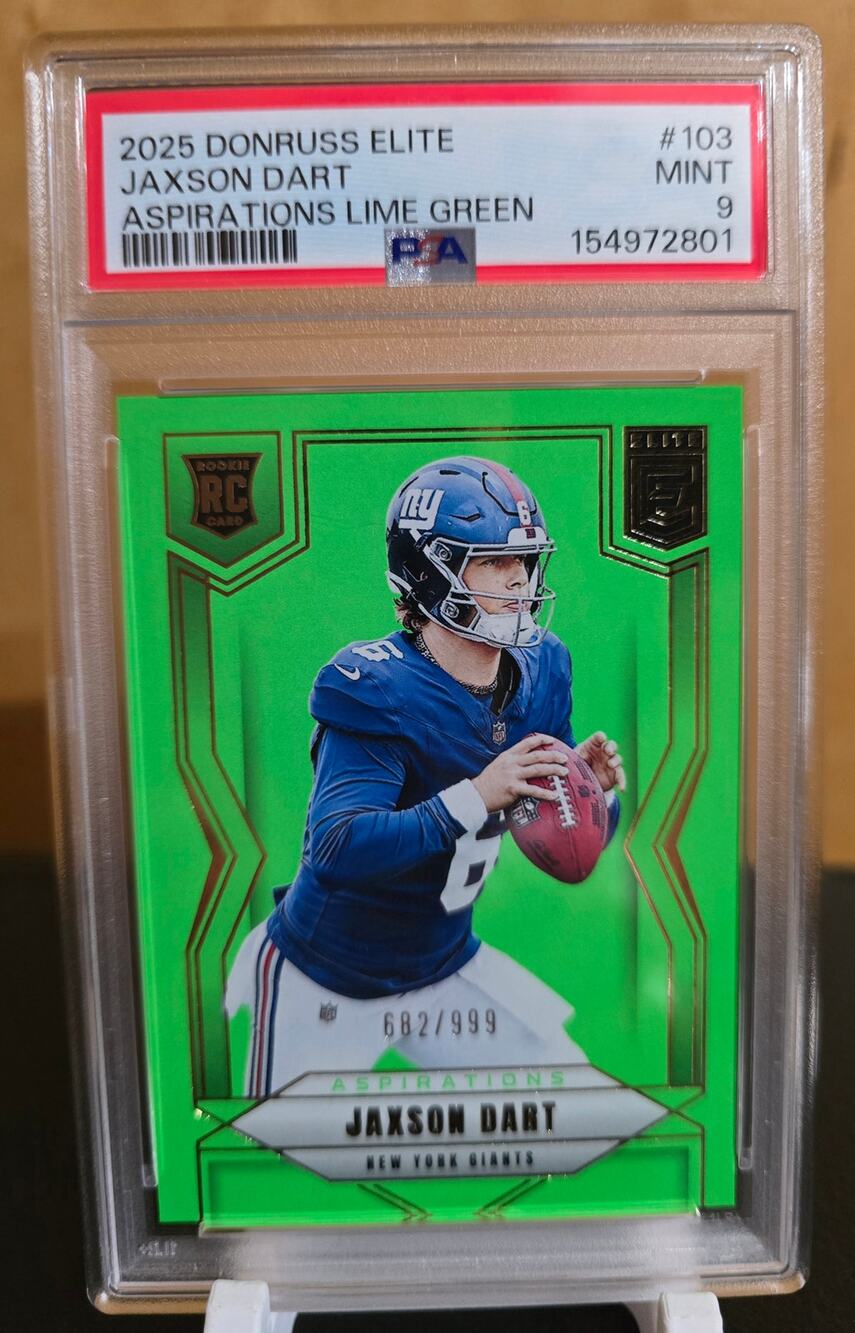 2025 Donruss Elite Jaxson Dart No 682/999 PSA 9
